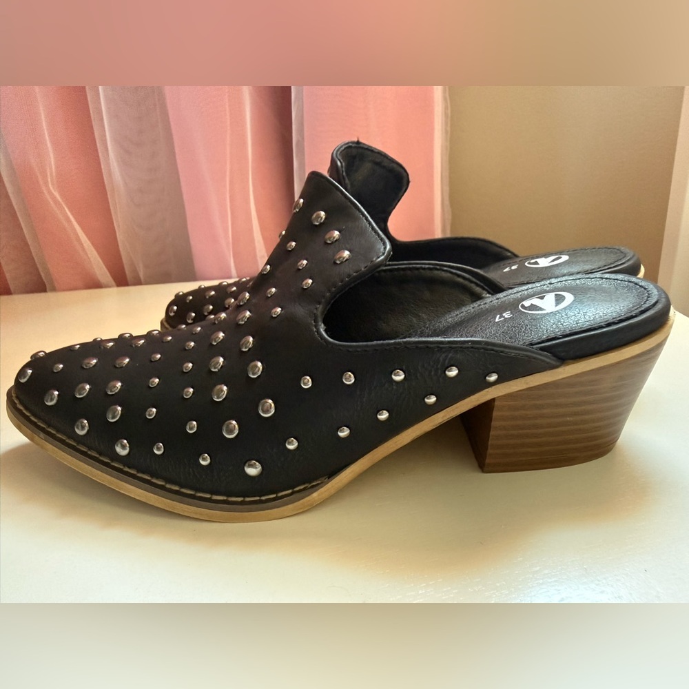 Othr Black Studded Slip-On Mule Heels